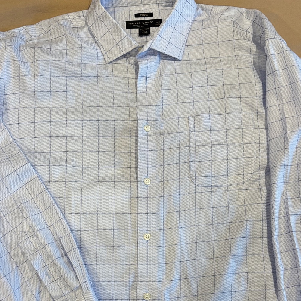 Pronto Uomo Men's Light Blue Grid Dress Shirt